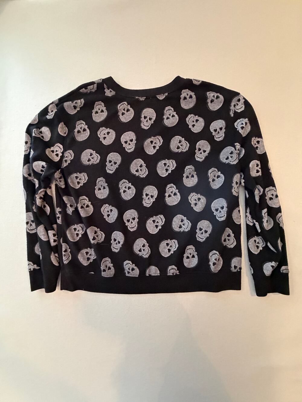 No Boundaries Skull Sweatshirt Youth XL 15-17 Black Halloween Fleece Pullover